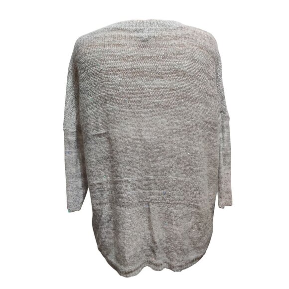 ANA XL Womens Sweater Silver Gray Knit Holographic Sequin Scoop Neck 3/4 Sleeve - Picture 4 of 16